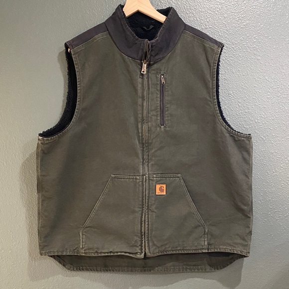 Carhartt Other - Carhartt 2XL Tall Green Black Vest with Pockets V33-355 - Sherpa lined, heavy
